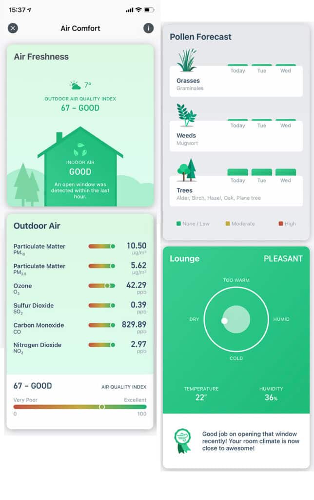 Features of Air Comfort Tado smart thermostat