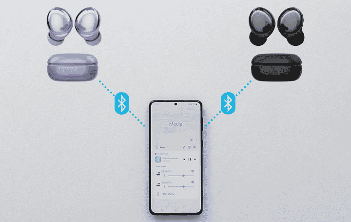 Link 2 Bluetooth speakers: Samsung Dual Audio