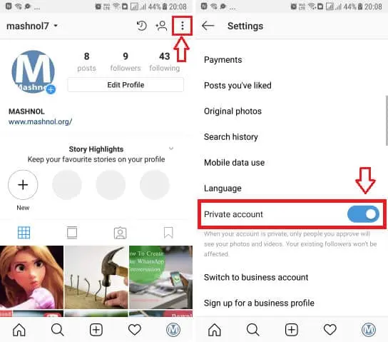 Make your Instagram account private