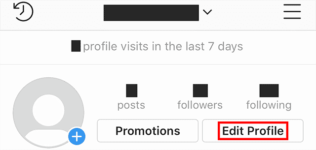 Edit profile in instagram