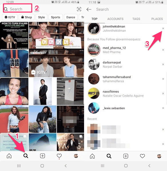Clear Instagram Search History on Desktop
