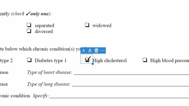 How to add a tick symbol in a PDF?