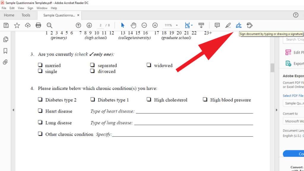 On a PC or Mac, how do you add a tick mark to a PDF?
