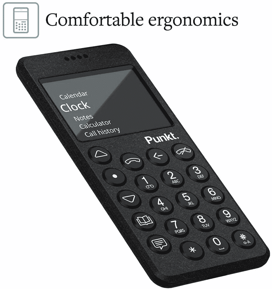 typical ergonomics with Punkt voice phone