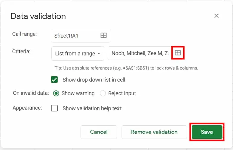 How to create a drop-down list in Google Sheets?