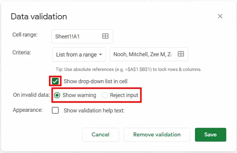 How to create a drop-down list in Google Sheets?
