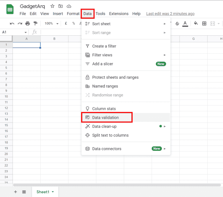 How to create a dropdown list in Google Sheets?