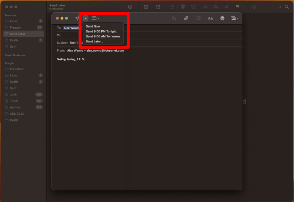 schedule email on macOS Ventura
