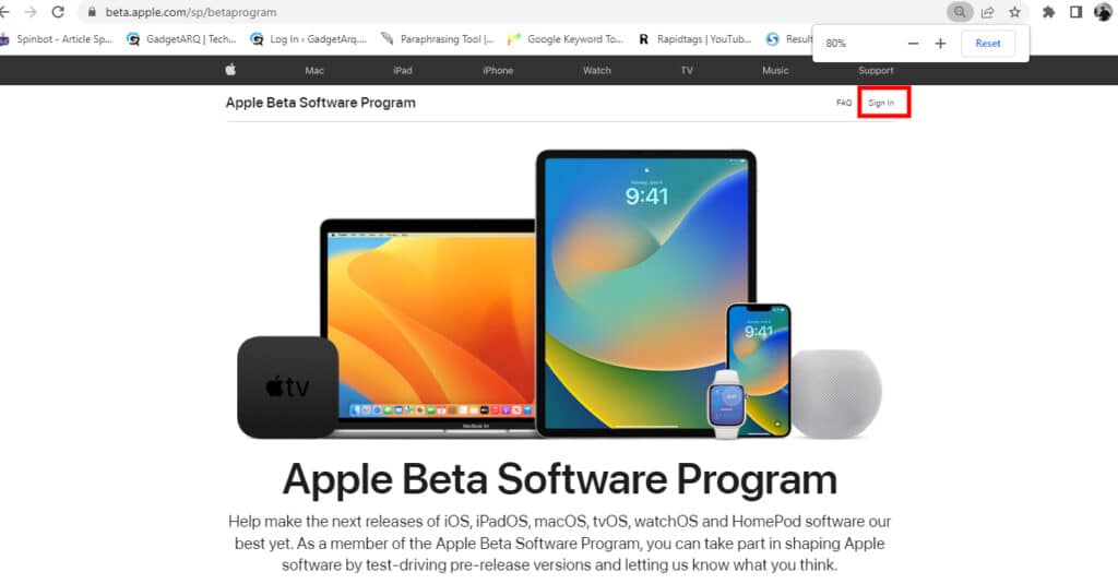 iPadOS 16 public betas: Click Sign In