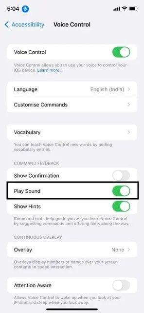 Play sounds- navigate your iPhone with voice control