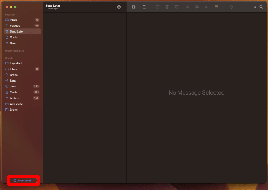 undo email on macOS Ventura