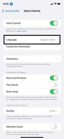 You can also select 'language'