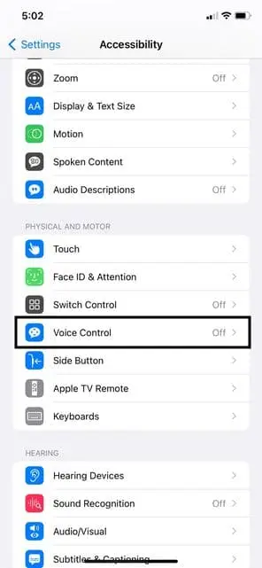 you will see a feature 'Voice Control'