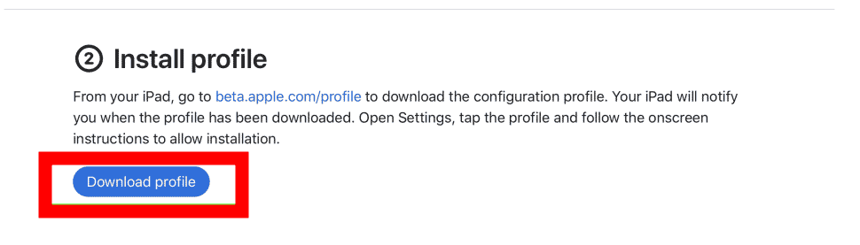 To begin your download, scroll down and tap the Install Profile header's Download Profile button.