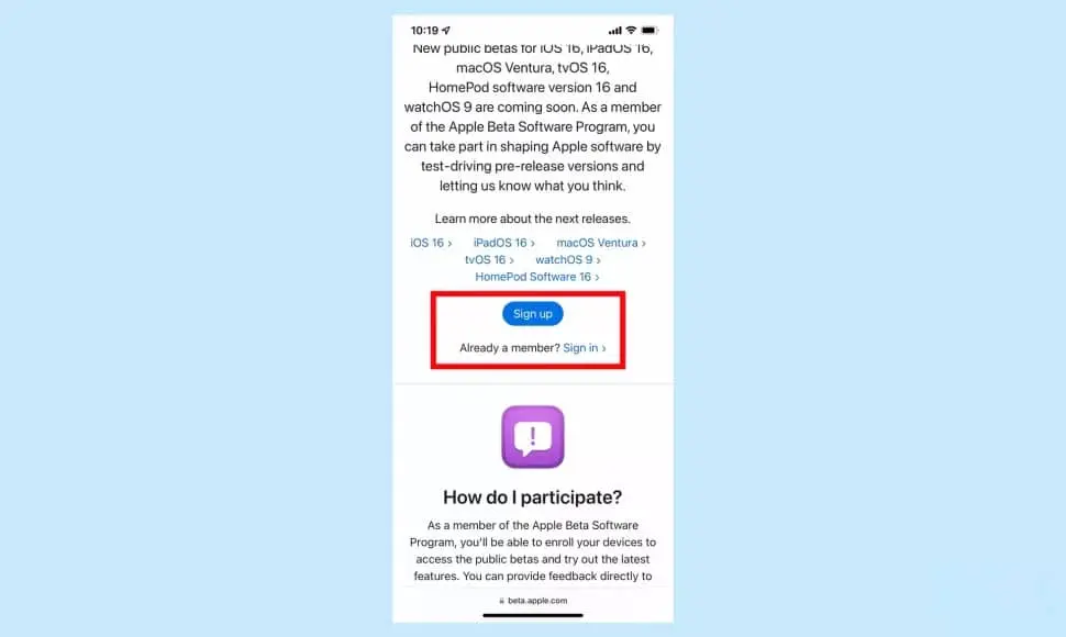 How to download the public beta for iOS 16? Sign up
