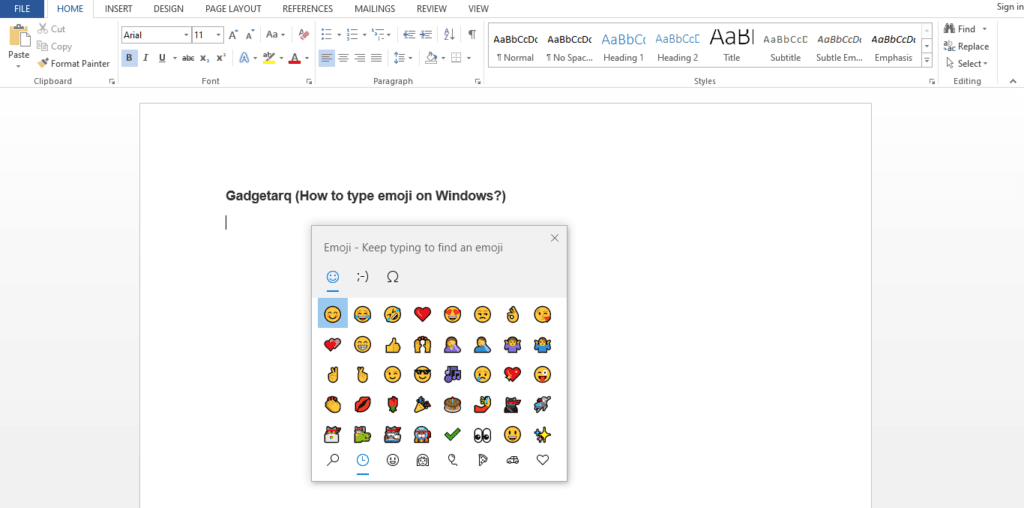 type emoji on windows