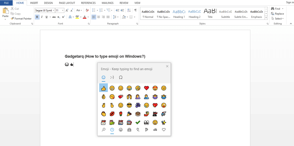 type emoji on windows