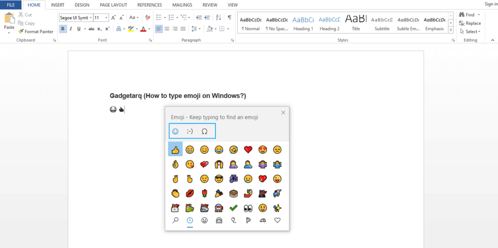 type emoji on windows