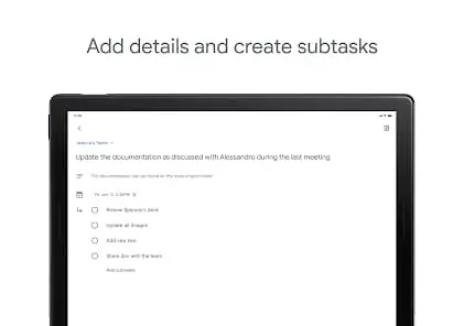 Create subtasks in Google Tasks