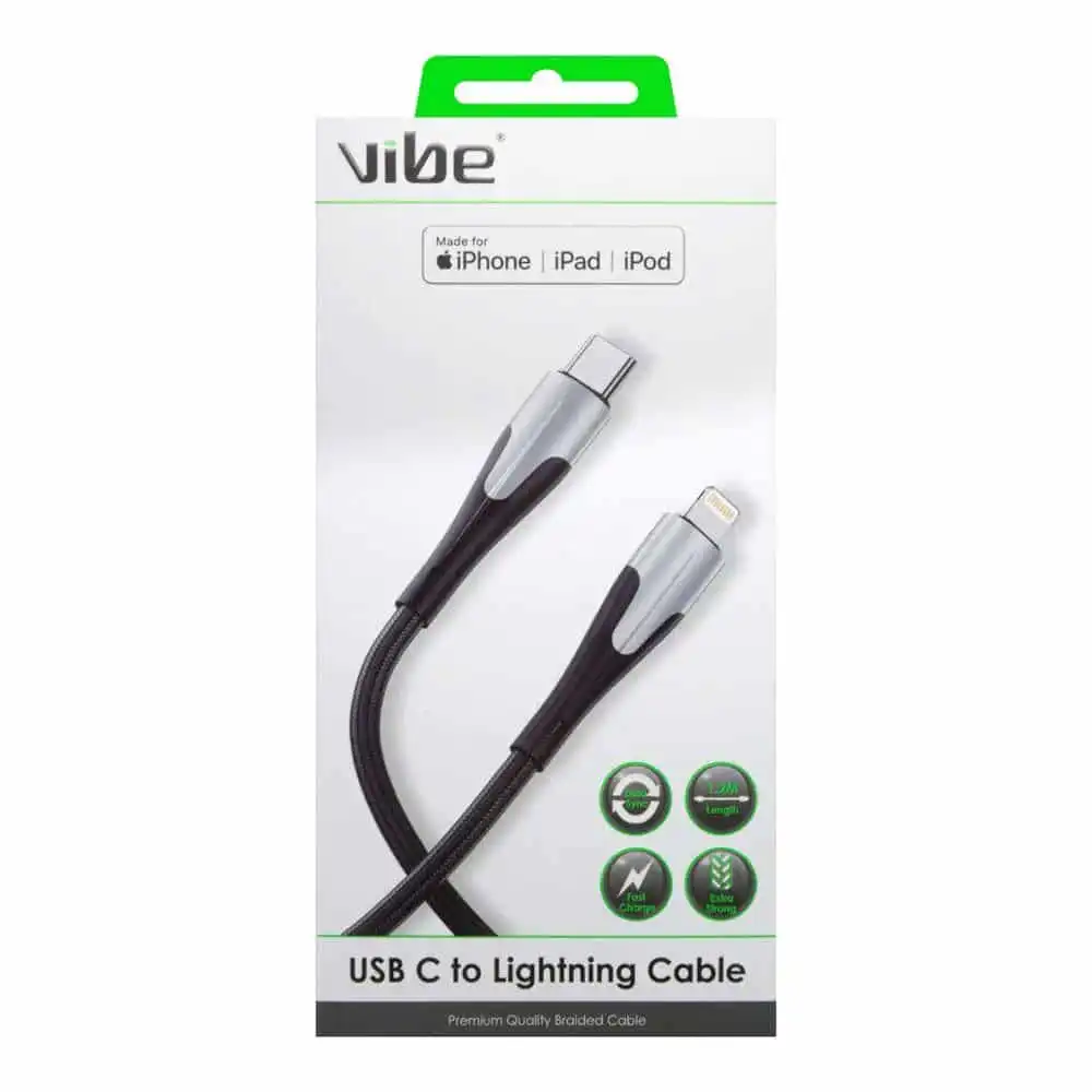 Vibe Premium Sync & Charge Type C Cable to MFI lightning Braided Cable – Vibe Centre Online