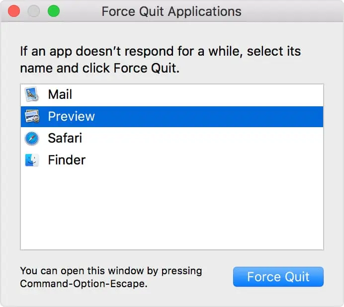Force quit an application