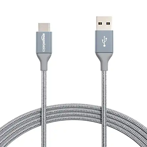 Amazon Basics Double Braided Nylon USB-C to USB-A 2.0 Fast Charging Cable