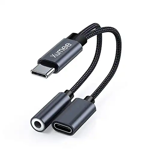Xumee 2-in-1 USB C to Aux Audio Jack Hi-Res DAC and Fast Charging Dongle Cable