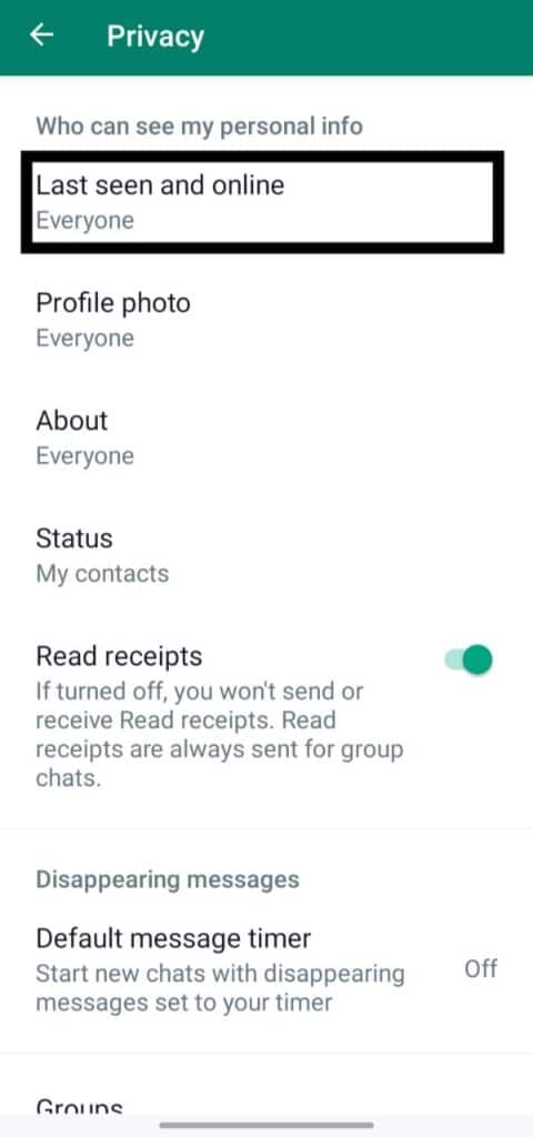 hide last seen status on Whatsapp