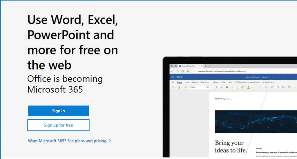 How to get Microsoft Excel for free. web version