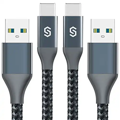 USB Type C Cable, Syncwire [2 Pack, 6Ft] USB 3.0 Fast Charging & Sync Nylon Braided USB A to USB-C Charger Cord for Samsung Galaxy S10/S9/S8 Plus/Note 9/8, Nintendo Switch, LG V30, V20, G6, G5