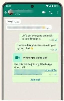 Call links in WhatsApp
