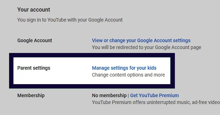 parental controls on YouTube