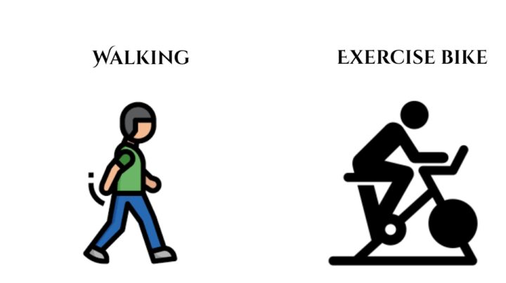 walking vs exercise bike 